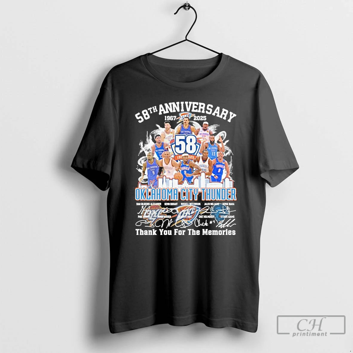 Premium 58th Anniversary 1967 2025 Oklahoma City Thunder Teams Signatures T Shirts Hoodie, Sweatshirt | InkNestWear.com