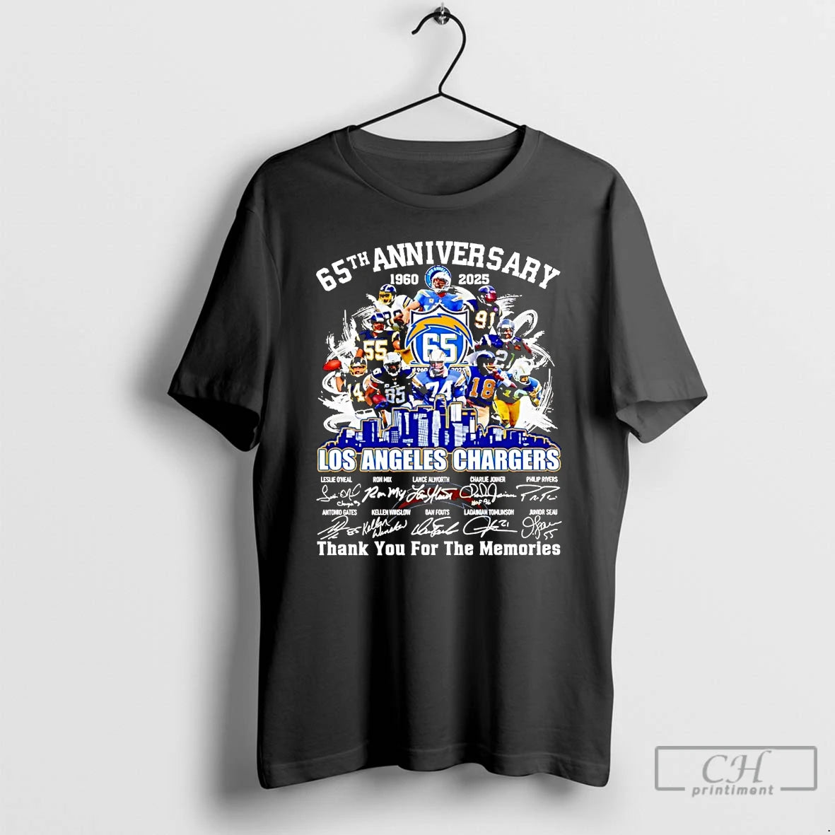 Premium 65th Anniversary 1960 2025 Los Angeles Chargers Team Players T Shirts Hoodie, Sweatshirt | InkNestWear.com