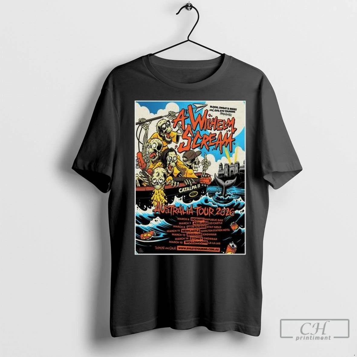 Premium A Wilhelm Scream Australia Tour 2026 Circle Black T-Shirts, Hoodie, Sweatshirt | InkNestWear.com