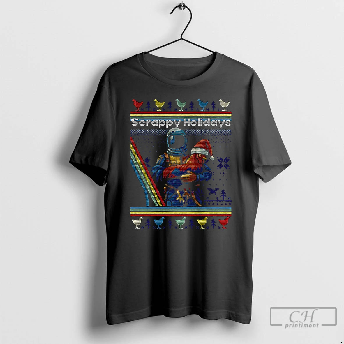 Premium Arc Raiders Rooster Scrappy Holidays Merry Christmas T-Shirts, Hoodie, Sweatshirt | InkNestWear.com