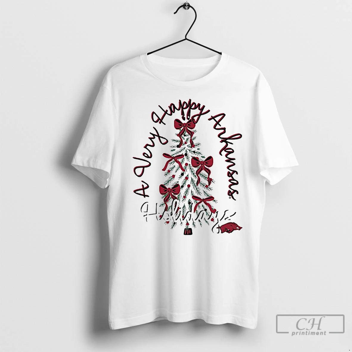 Premium Arkansas Razorbacks A Very Happy Arkansas Holidays Christmas T-Shirts, Hoodie, Sweatshirt | InkNestWear.com