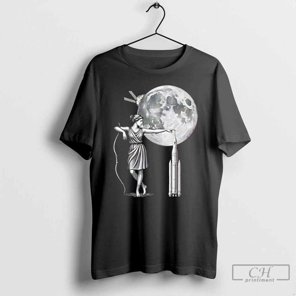 Premium Artemis Moon Goddess With Rocket Space Mission Vintage