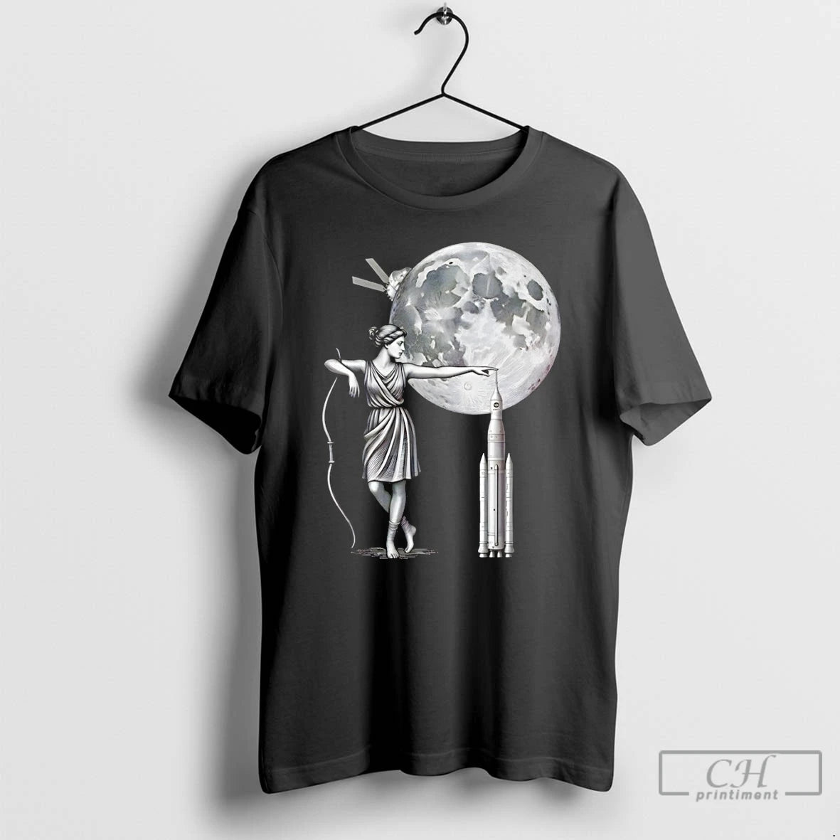 Premium Artemis Moon Goddess With Rocket Space Mission Vintage