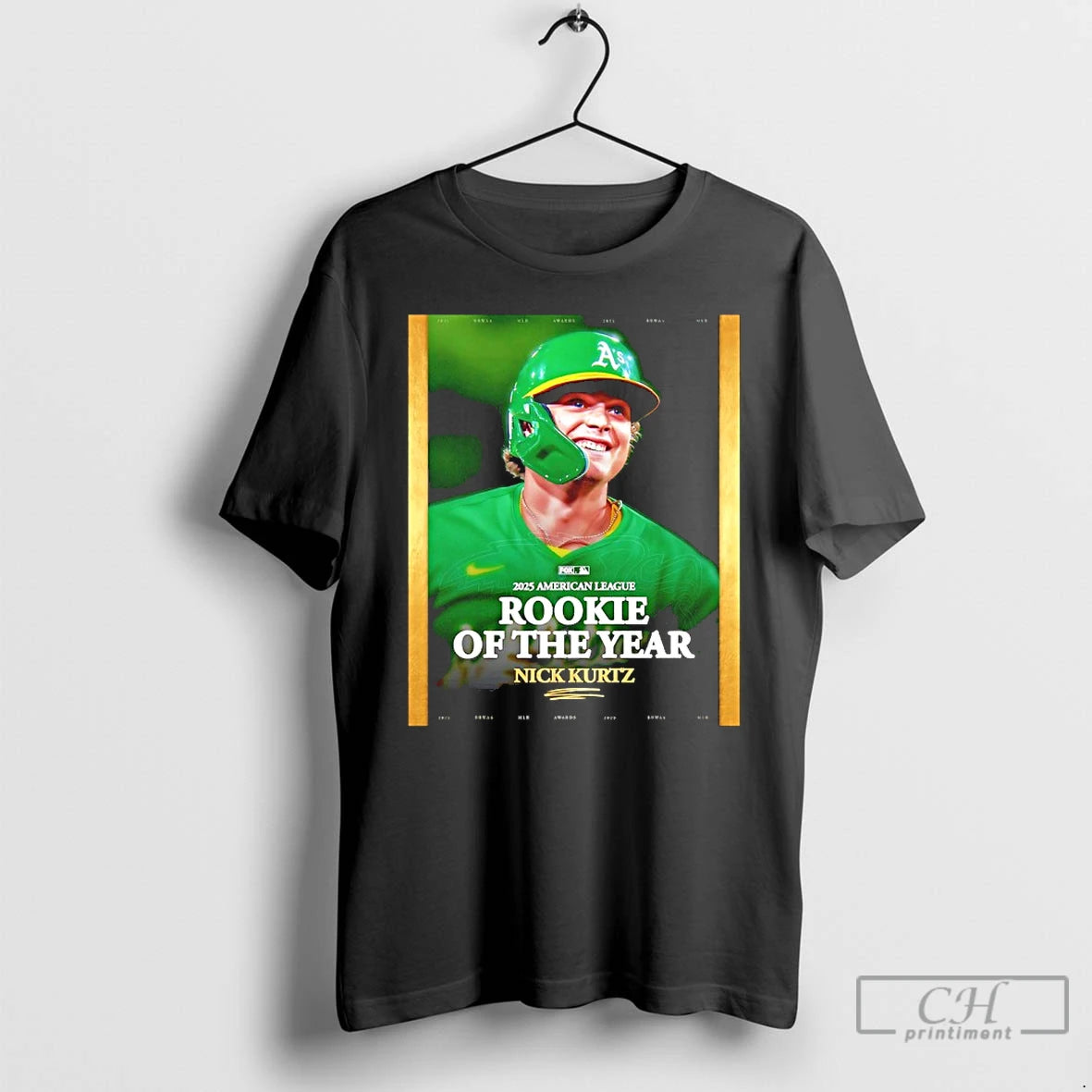 Premium Athletics Baseball Nick Kurtz Is The 2025 Al Rookie Of The Year T Shirts Hoodie, Sweatshirt | InkNestWear.com