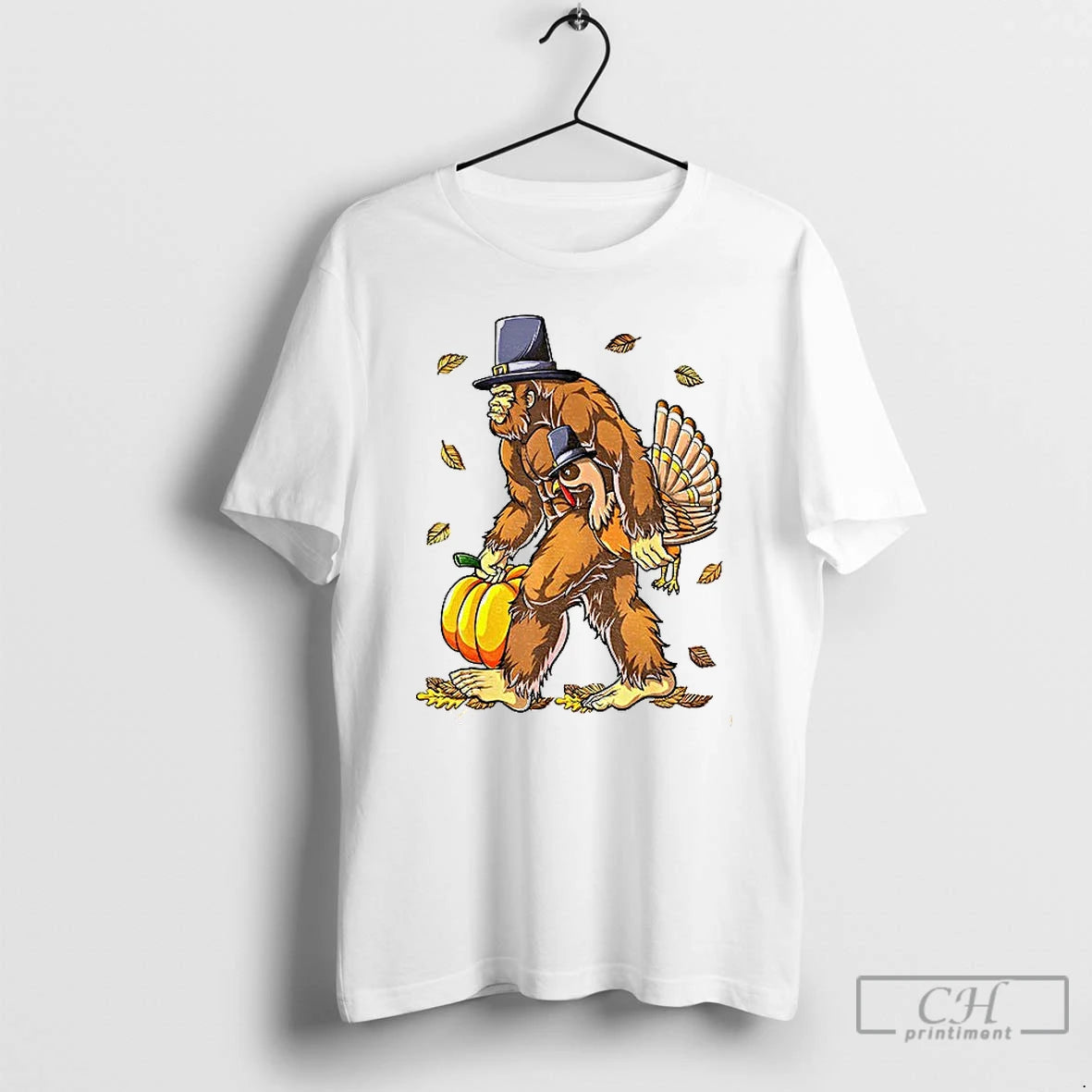 Premium Bigfoot Turkey Pumpkin Thanksgiving Sasquatch Thanksgiving Day T Shirts Hoodie, Sweatshirt | InkNestWear.com