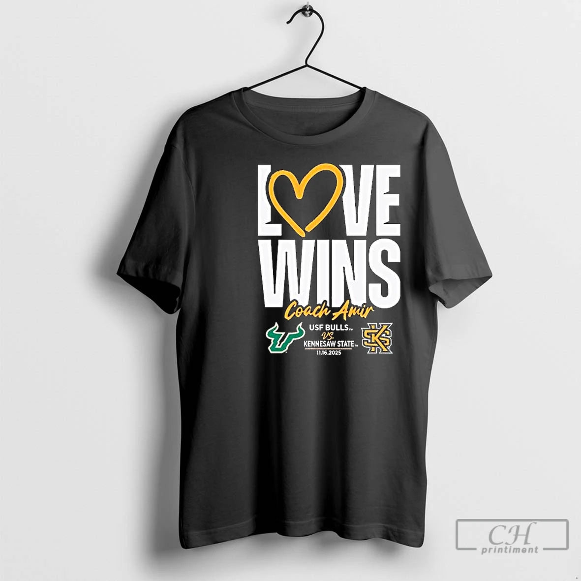 Premium Black Usf Vs Kennesaw State Love Wins Coach Amir Circle Black T-Shirts, Hoodie, Sweatshirt | InkNestWear.com