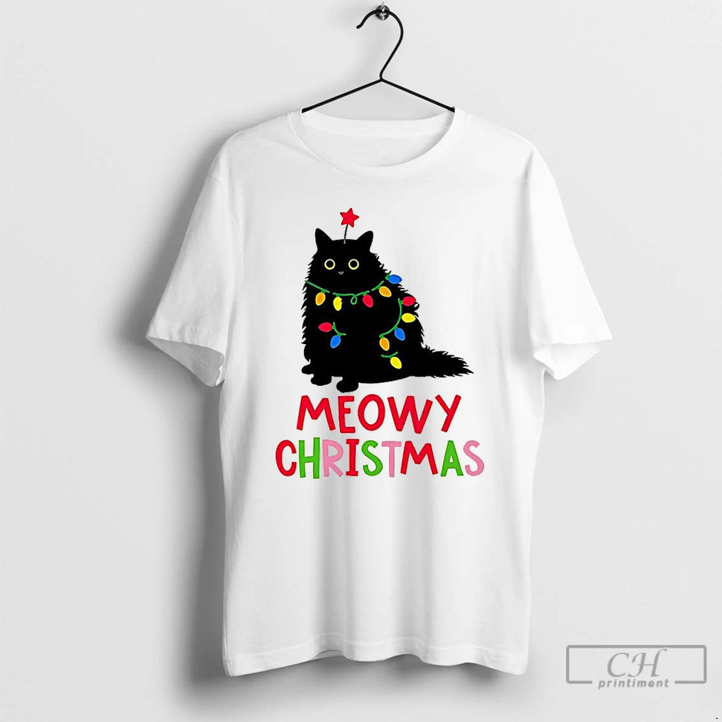 Premium Black Cat Meowy Christmas T Shirts Hoodie, Sweatshirt | InkNestWear.com