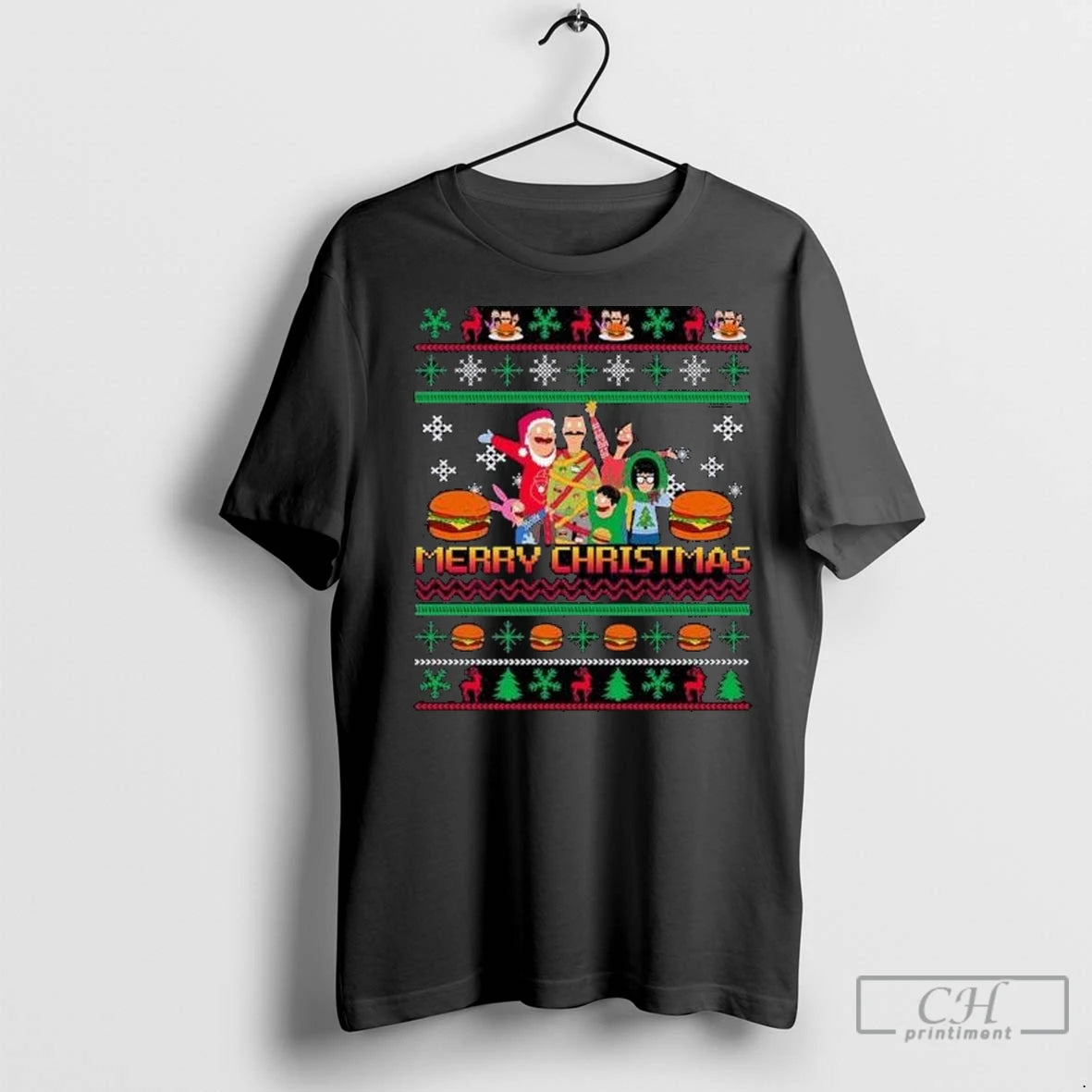 Premium Bobs Burgers Family Elf Ugly Christmas 2025 Circle Black T-Shirts, Hoodie, Sweatshirt | InkNestWear.com