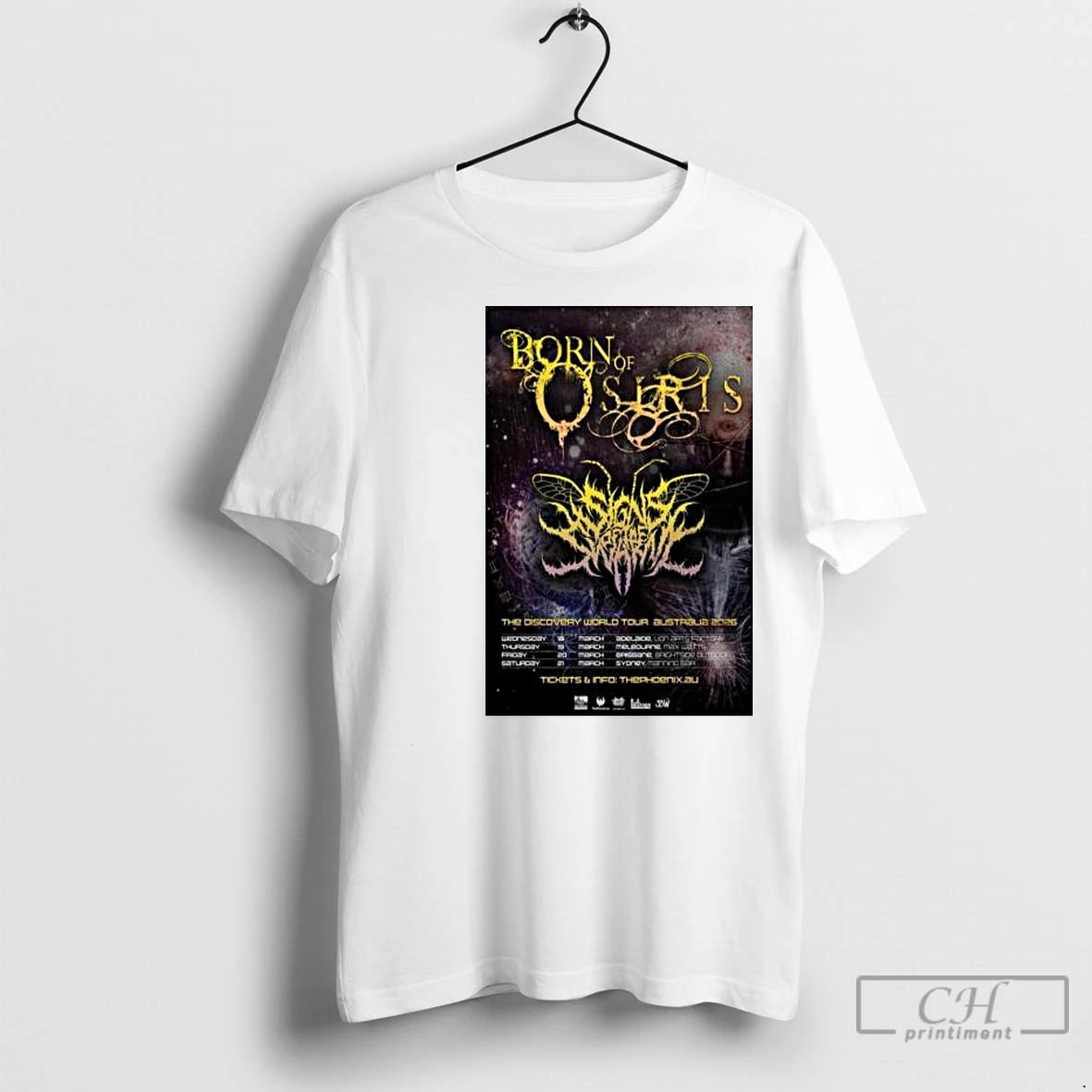Premium Born Of Osiris The Discovery World Tour Australia 2026 Circle White T-Shirts, Hoodie, Sweatshirt | InkNestWear.com