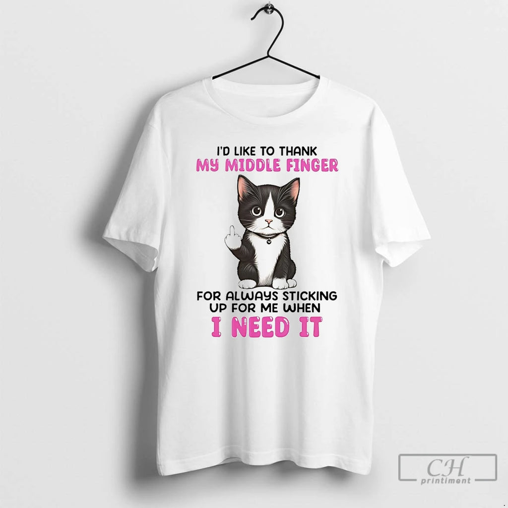 Premium Cat Id Like To Thank My Middle Finger T Shirts Hoodie, Sweatshirt | InkNestWear.com