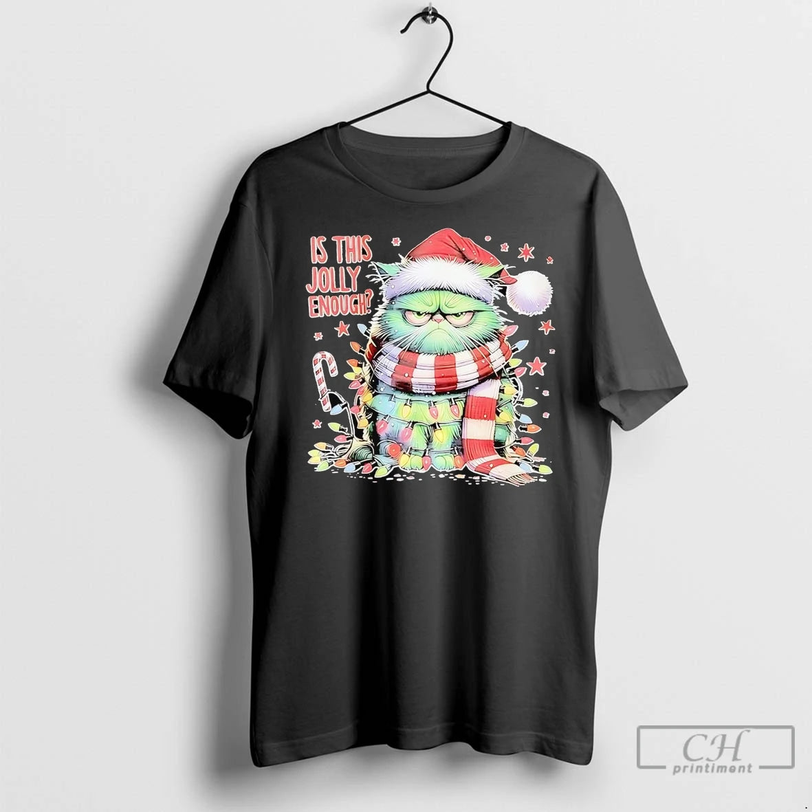 Premium Cat Is This Jolly Enough Christmas T-Shirts, Hoodie, Sweatshirt | InkNestWear.com