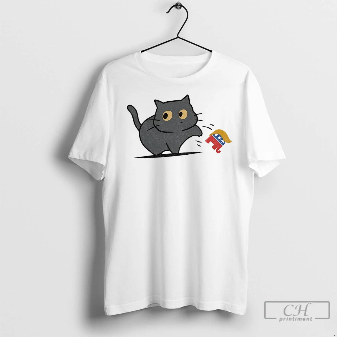 Premium Cat Knocking Donald Trump Elephant Republican Party Trump T-Shirts, Hoodie, Sweatshirt | InkNestWear.com
