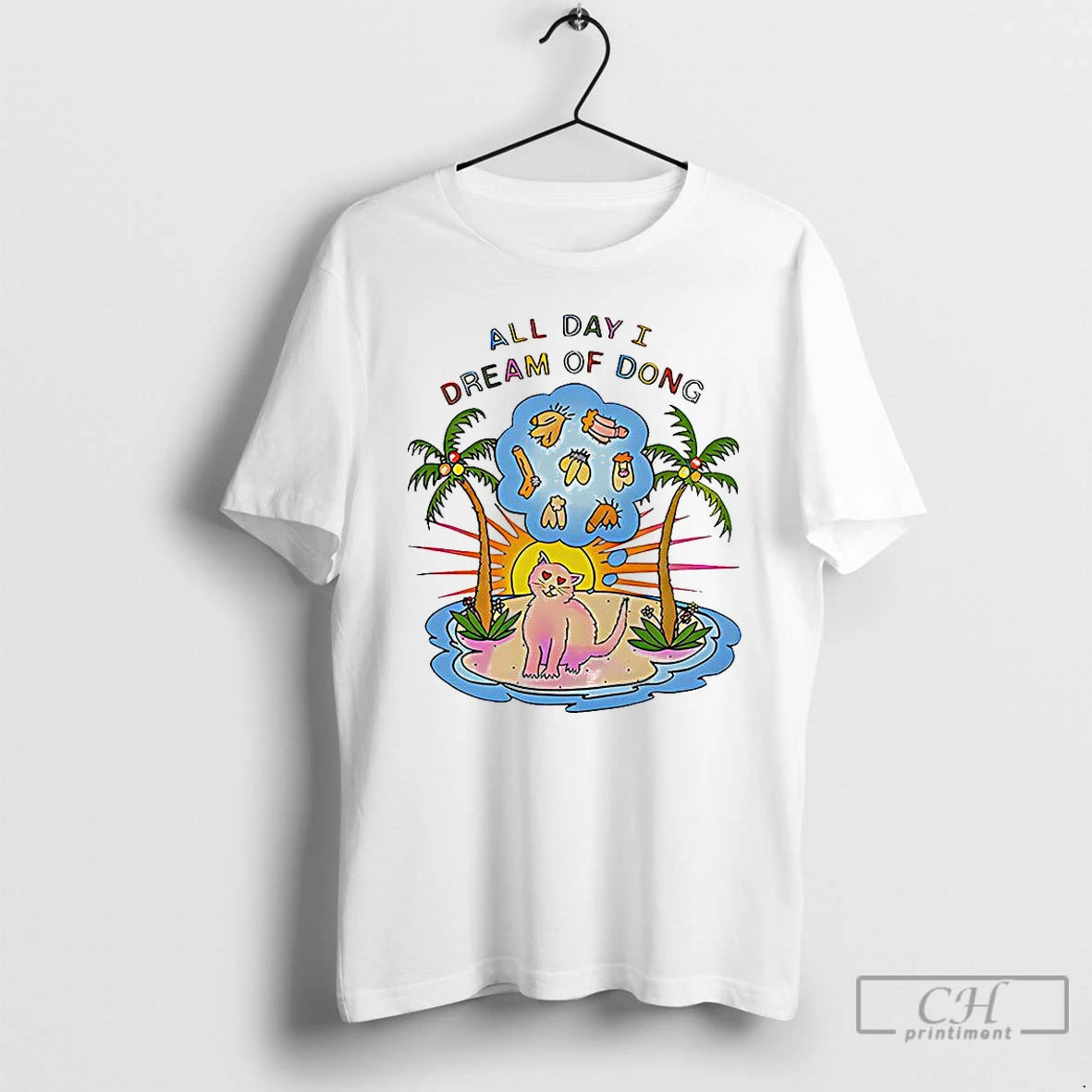 Premium Cat On Desert Island All Day I Dream Of Dong T Shirts Hoodie, Sweatshirt | InkNestWear.com