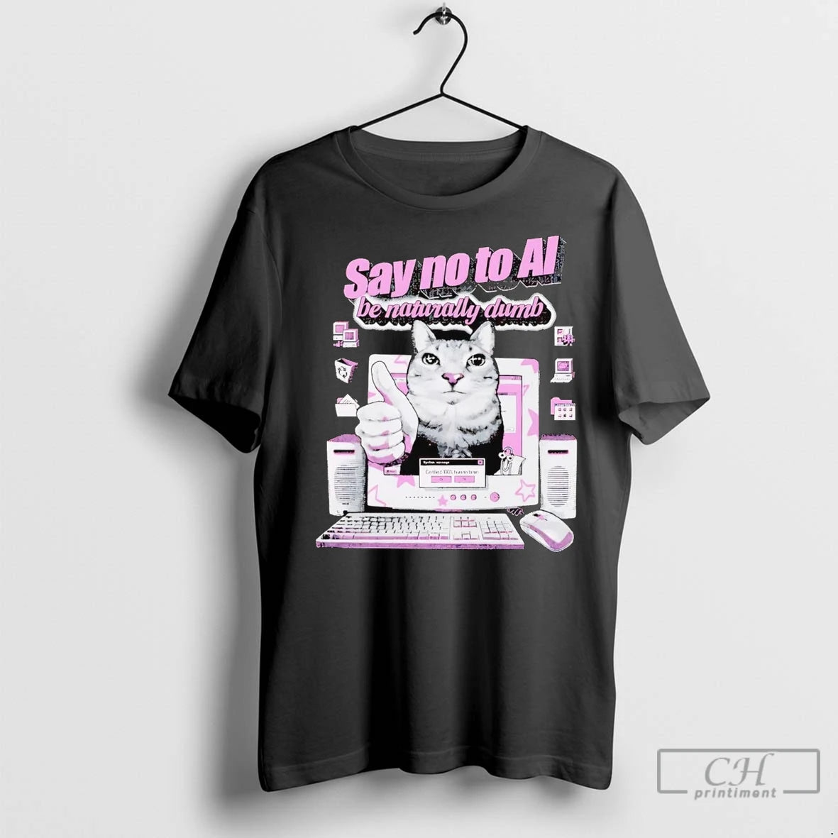 Premium Cat Say No To Ai Be Naturally Dumb T-Shirts, Hoodie, Sweatshirt | InkNestWear.com