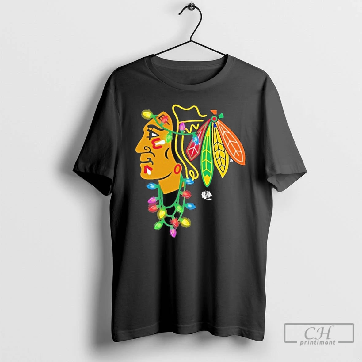 Premium Chicago Blackhawks Logo Lights Christmas T-Shirts, Hoodie, Sweatshirt | InkNestWear.com