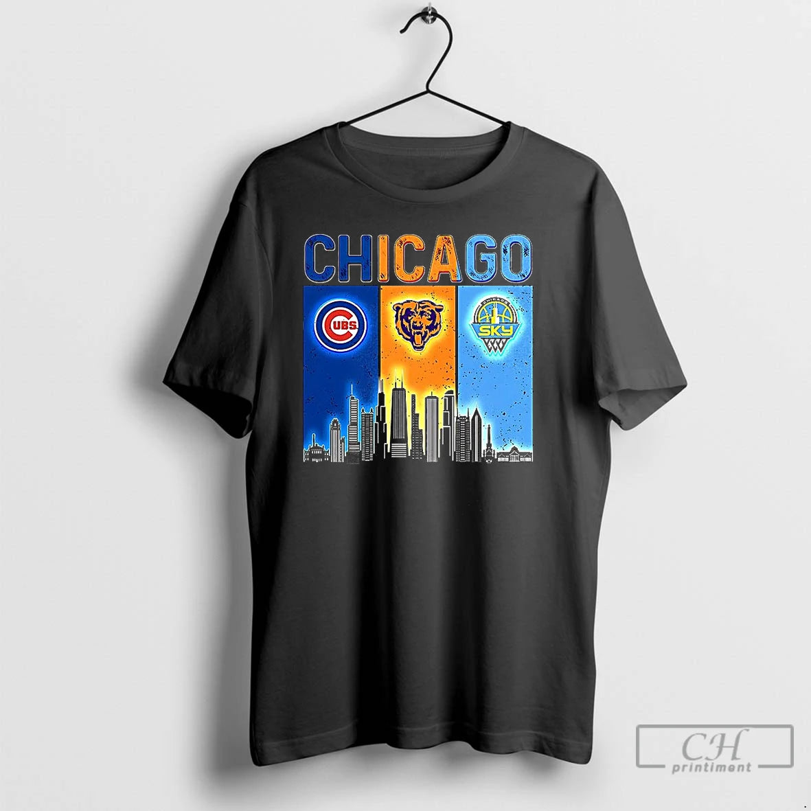 Premium Chicago Sports Teams Cubs Bears Sky Logo Skyline T Shirts Hoodie, Sweatshirt | InkNestWear.com