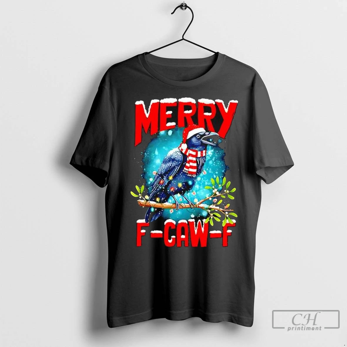 Premium Christmas Xmas Vibes Crow Holiday Spirits Merry F Caw F T-Shirts, Hoodie, Sweatshirt | InkNestWear.com