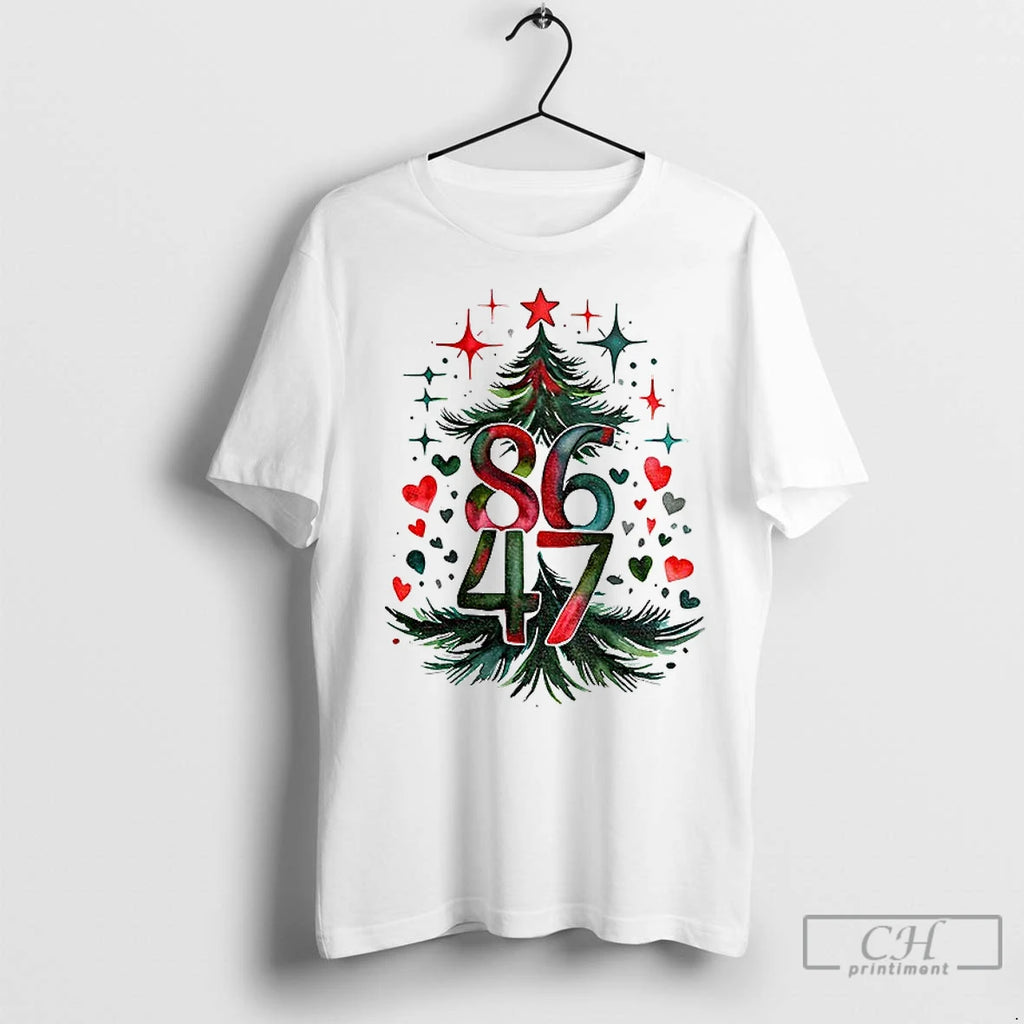 Premium Christmas Tree Anti Trump 86 47 Anti Maga Democrat Progressive Merry Christmas T-Shirts, Hoodie, Sweatshirt