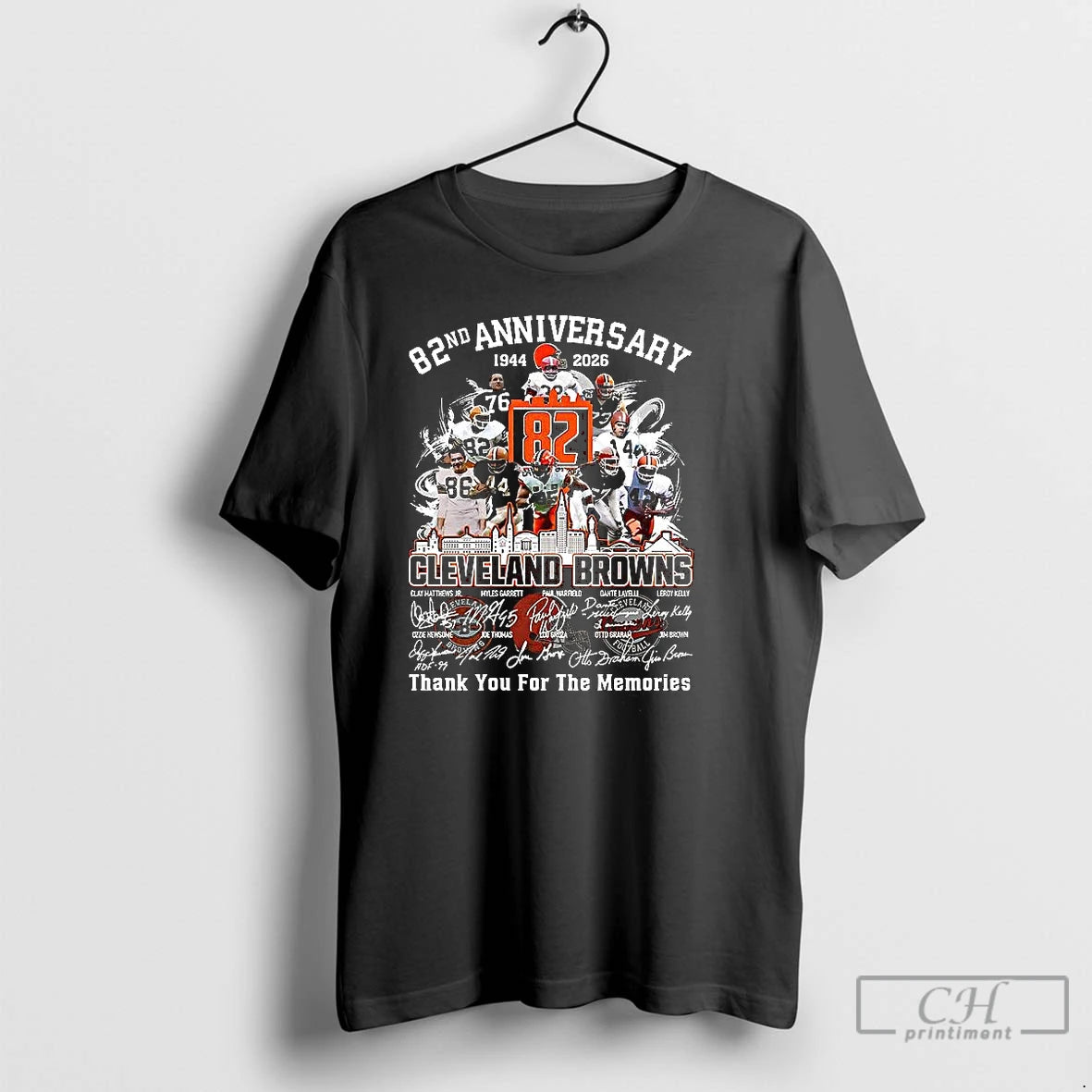 Premium Cleveland Browns Football 82nd Anniversary 2026 Thank You For The Memories Signature T Shirts Hoodie, Sweatshirt