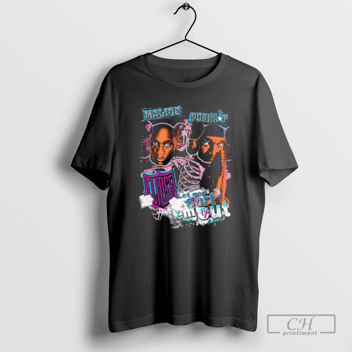 Premium Clipse X Malice Pushat Let God Sort Em Out Graphic Platinum On The Block T-Shirts, Hoodie, Sweatshirt