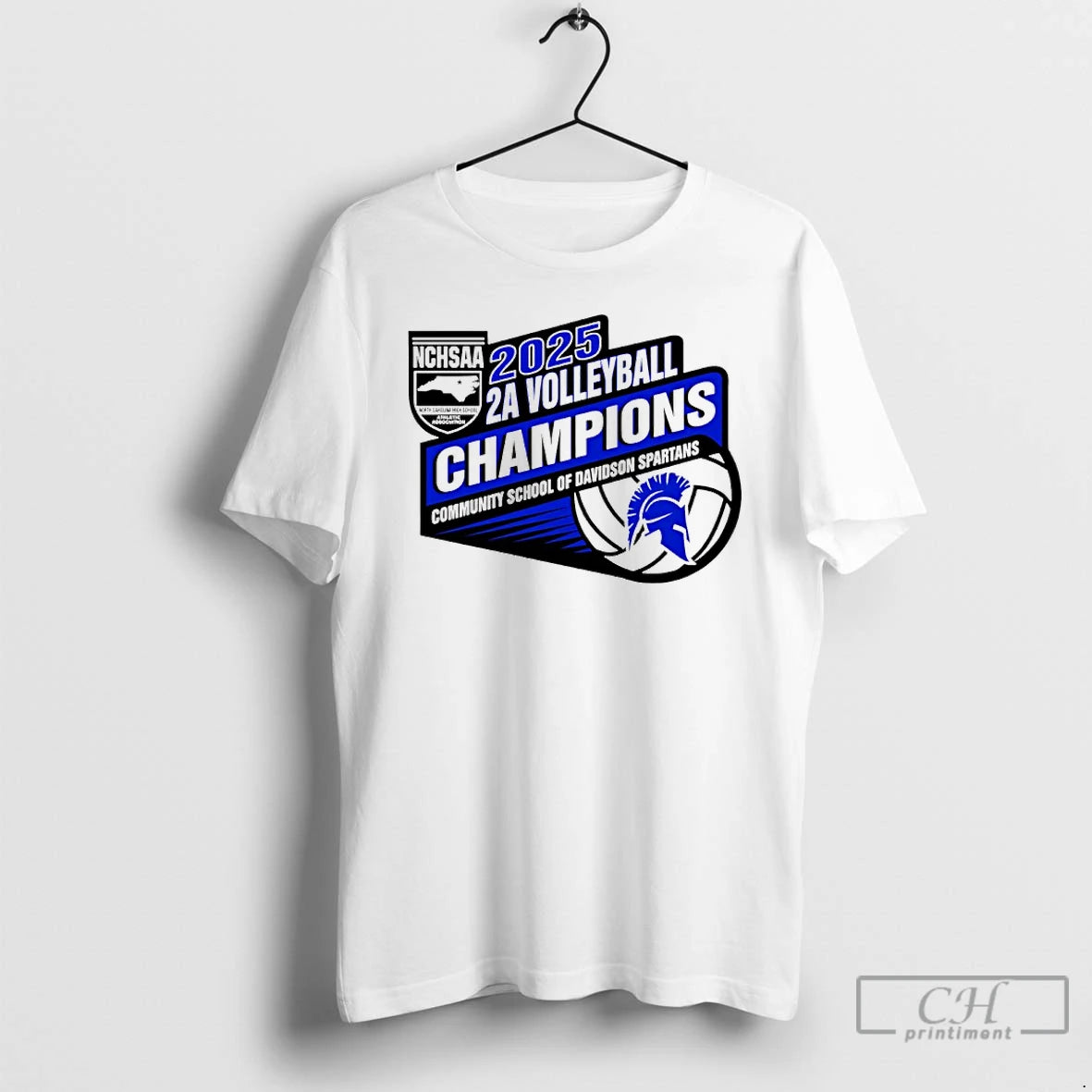 Premium Community School Of Davidson Spartans 2025 Nchsaa 2a Volleyball Champions T Shirts Hoodie, Sweatshirt
