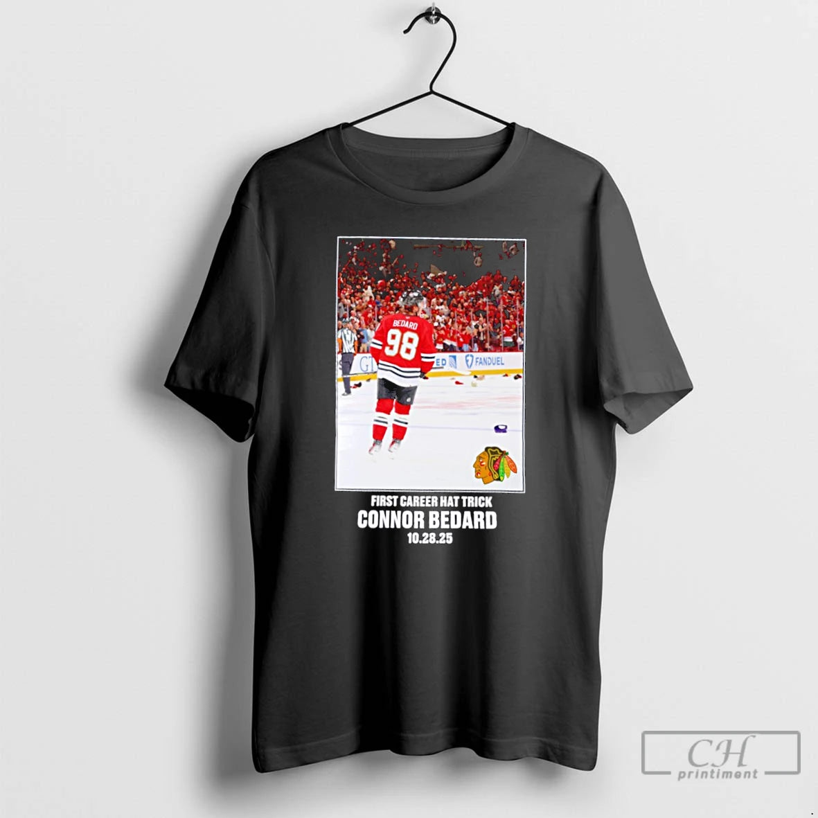 Premium Connor Bedard Chicago Blackhawks First Career Hat Trick T Shirts Hoodie, Sweatshirt | InkNestWear.com