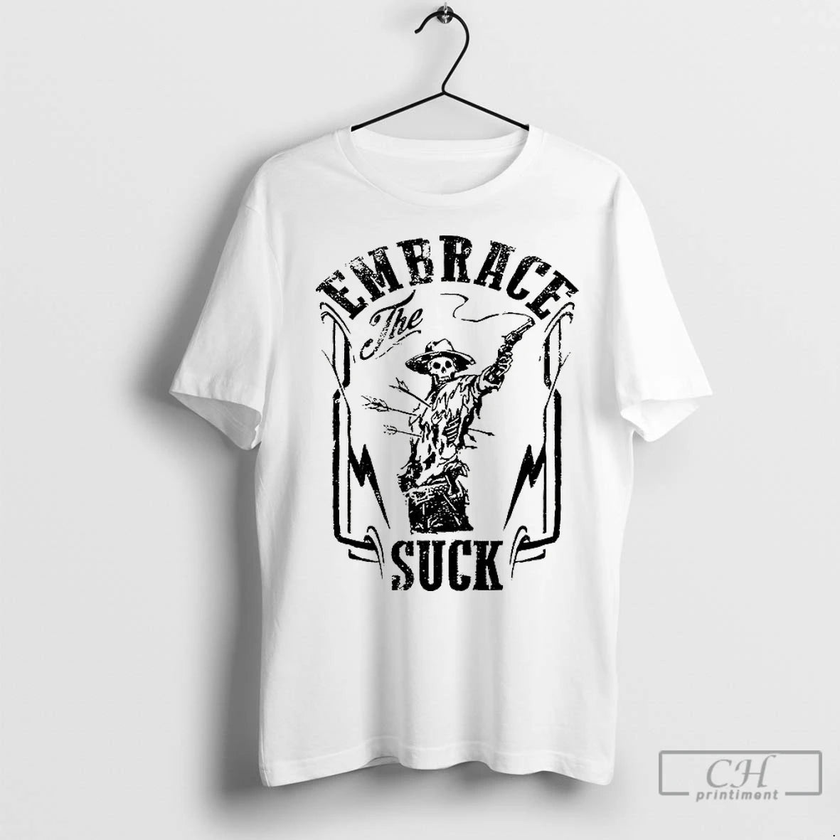 Premium Cowboy Skeleton Embrace The Suck T-Shirts, Hoodie, Sweatshirt | InkNestWear.com