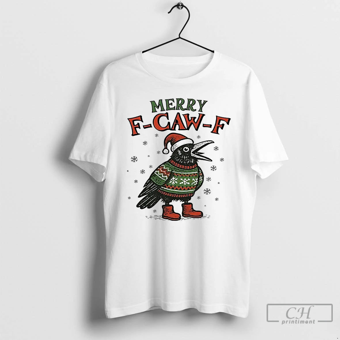 Premium Crow Merry F Caw F Christmas T Shirts Hoodie, Sweatshirt | InkNestWear.com