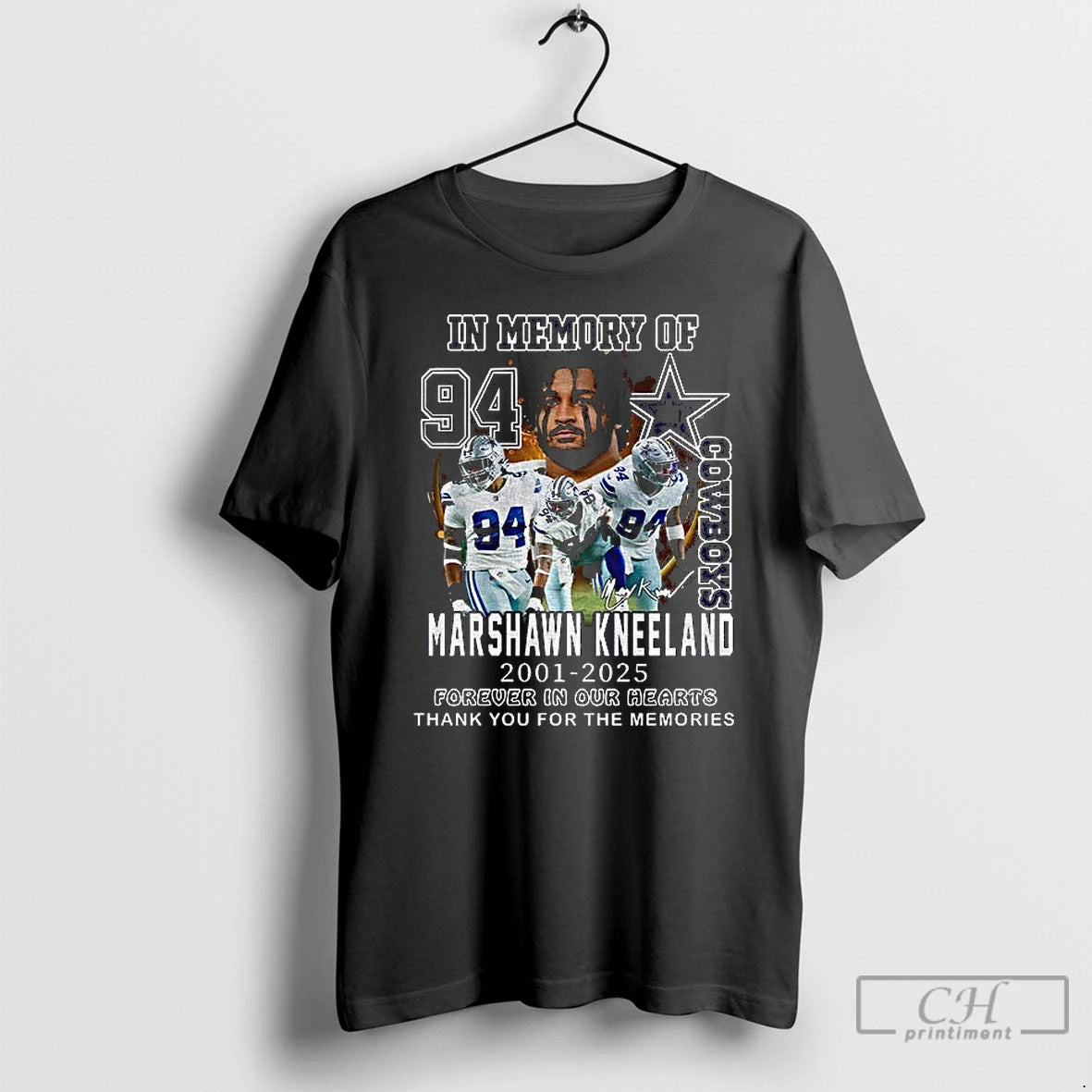 Premium Dallas Cowboys In Memory Of Marshawn Kneeland Memories 2001 2025 T Shirts Hoodie, Sweatshirt | InkNestWear.com