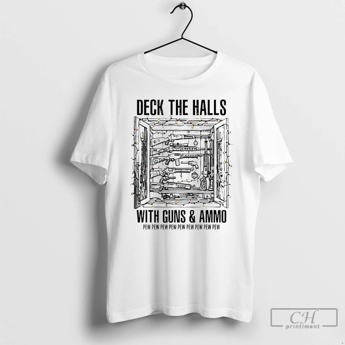 Premium Deck The Halls With Guns And Ammo Christmas T Shirts Hoodie, Sweatshirt | InkNestWear.com