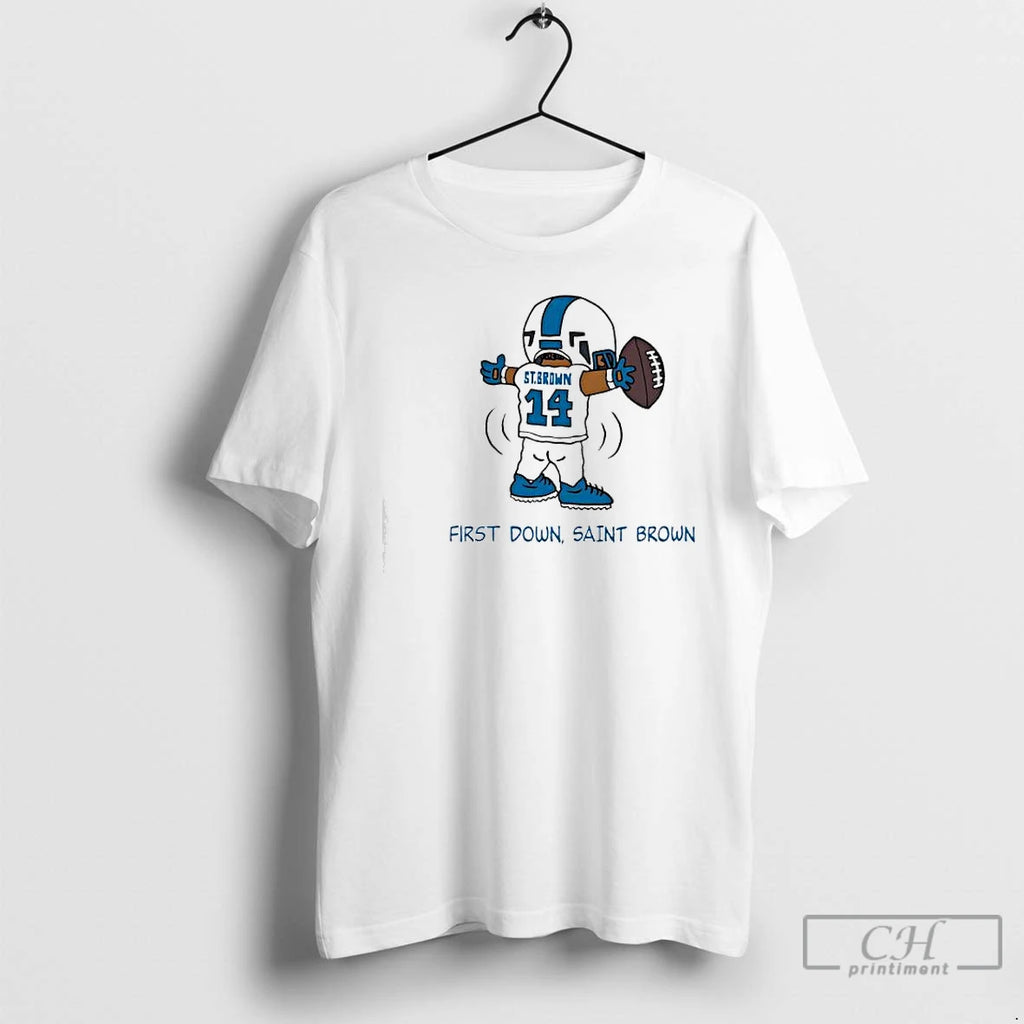 Premium Detroit Lions Amon Ra St Brown First Down Saint Brown T Shirts Hoodie, Sweatshirt | InkNestWear.com