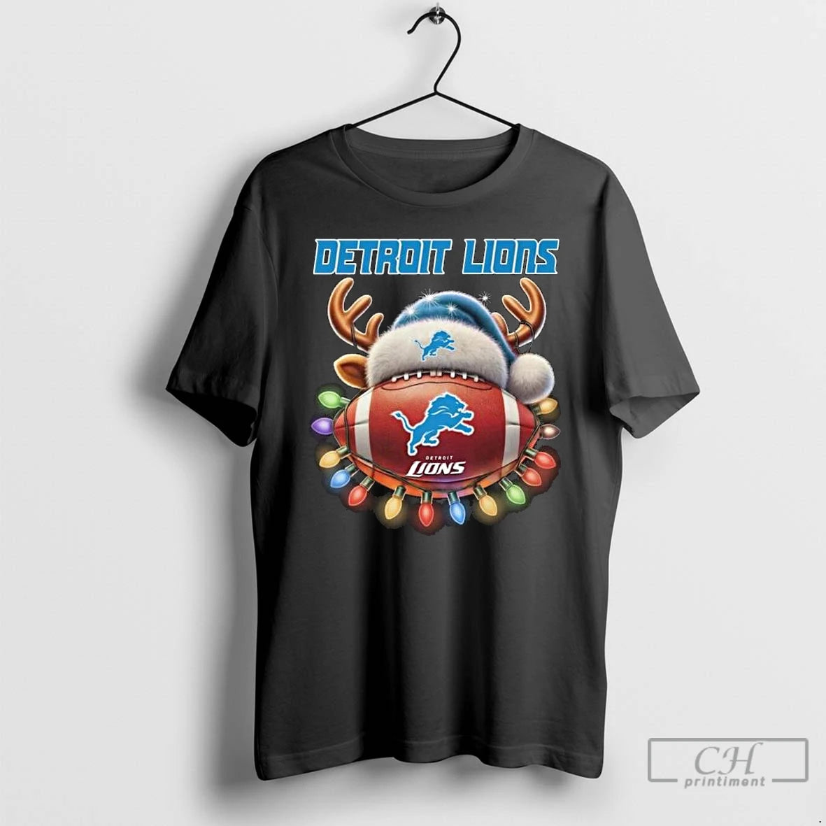 Premium Detroit Lions Football Hat Light Merry Christmas 2025 Long Sleve T Shirts Hoodie, Sweatshirt | InkNestWear.com