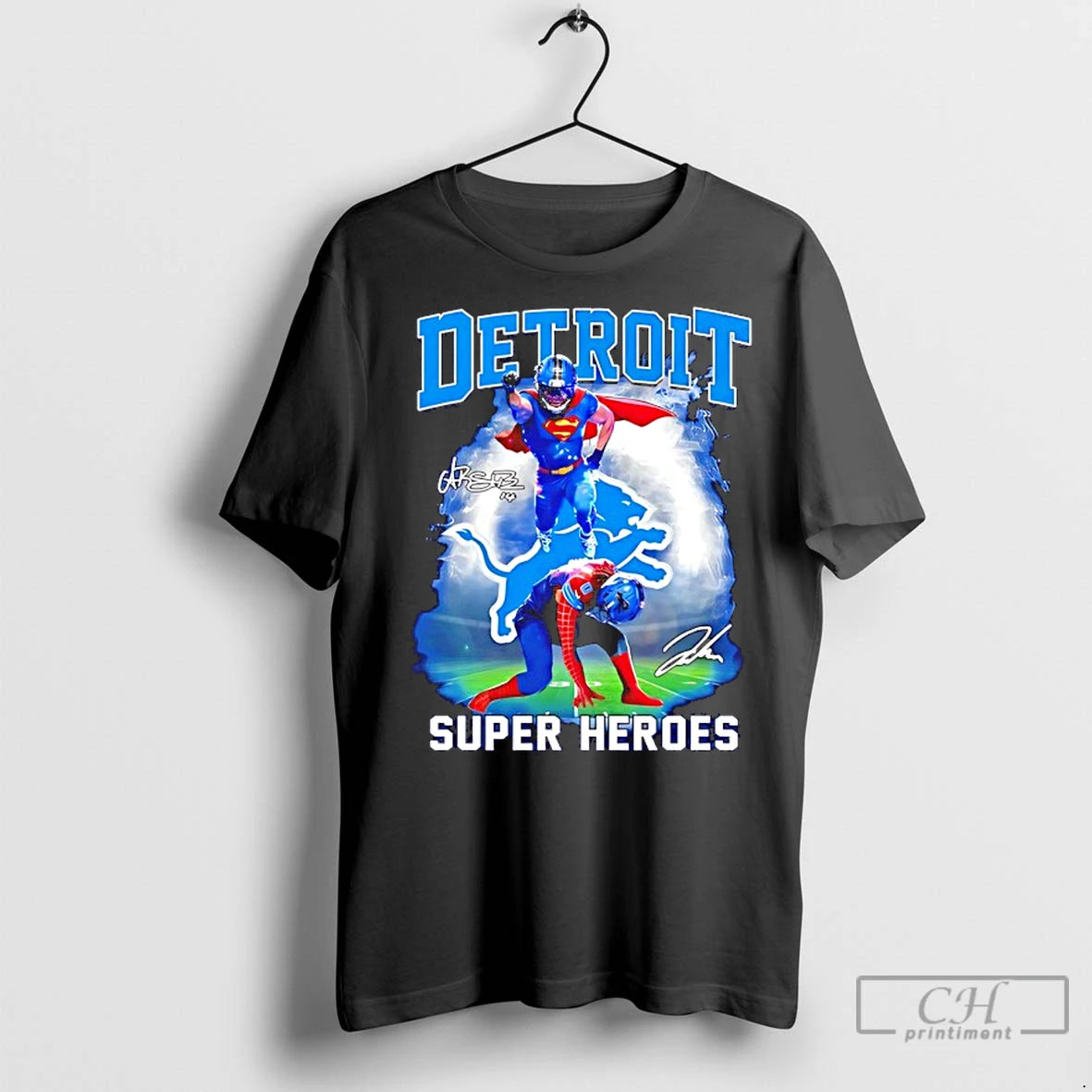 Premium Detroit Lions Super Heroes Signature T-Shirts, Hoodie, Sweatshirt | InkNestWear.com