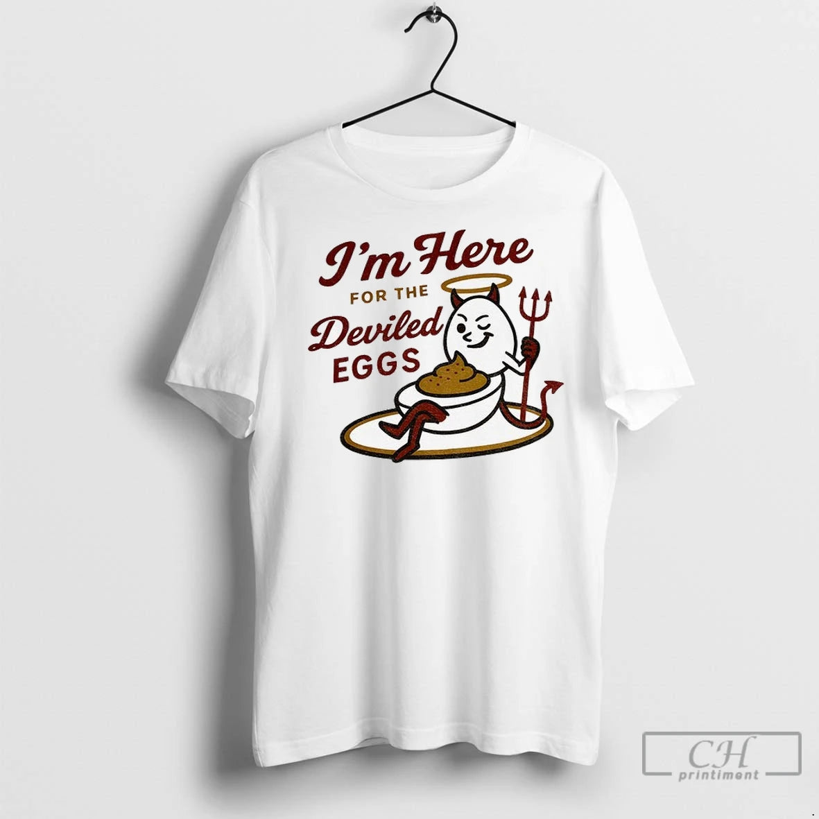Premium Devils Im Here For The Deviled Eggs T-Shirts, Hoodie, Sweatshirt | InkNestWear.com