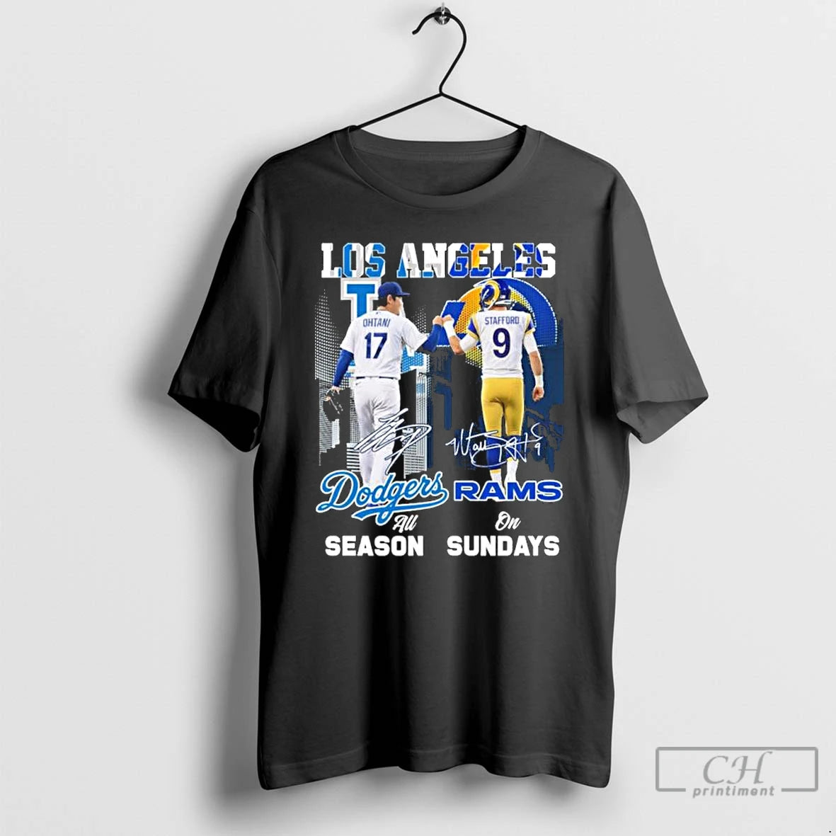 Premium Dodgers Shohei Ohtani All Season And Rams Stafford On Sundays T Shirts Hoodie, Sweatshirt | InkNestWear.com