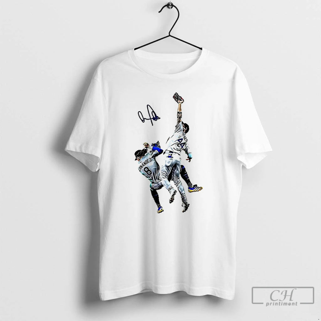 Premium Dodgers Player Teoscar Hernandez And George Springer World Series 2025 Signature T Shirts Hoodie, Sweatshirt