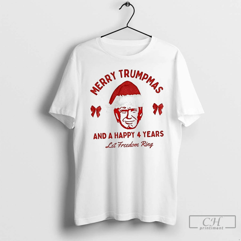Premium Donald Trump Merry Trumpmas And A Happy 4 Years Let Freedom Ring T Shirts Hoodie, Sweatshirt | InkNestWear.com