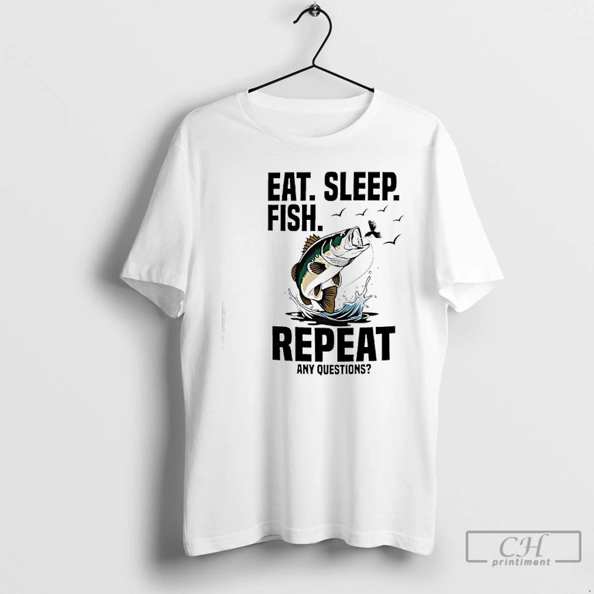 Premium Eat Sleep Fish Repeat Any Questions Graphic T Shirts Hoodie, Sweatshirt | InkNestWear.com