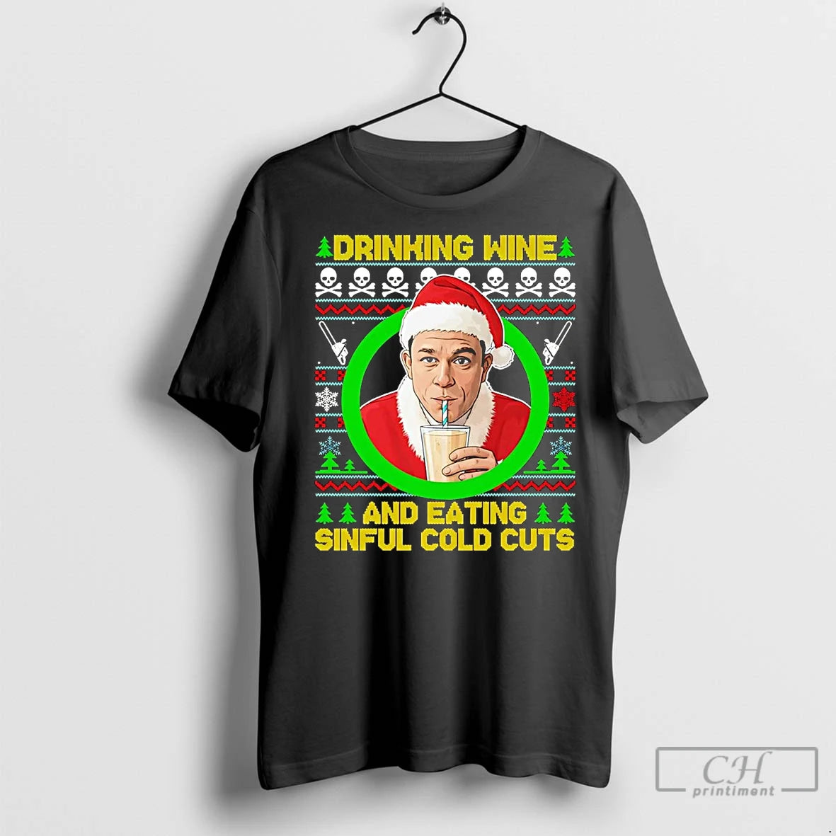 Premium Ed Gein Drinking Wine And Eating Sinful Cold Cuts Christmas T-Shirts, Hoodie, Sweatshirt | InkNestWear.com