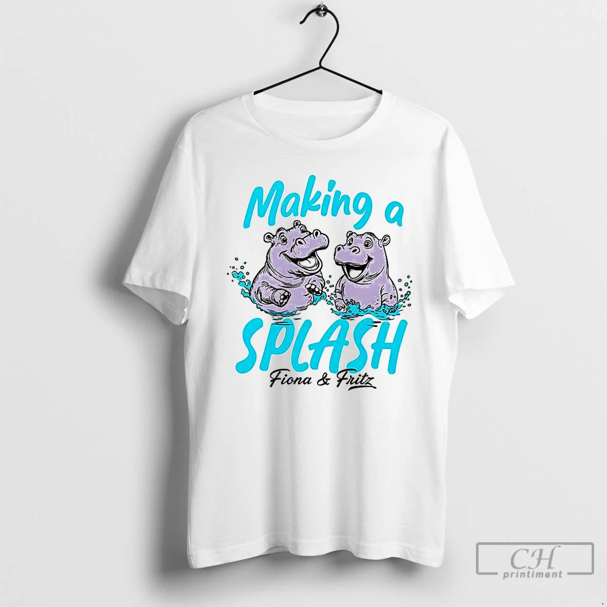 Premium Fiona And Fritz Making A Splash Hippo T Shirts Hoodie, Sweatshirt | InkNestWear.com