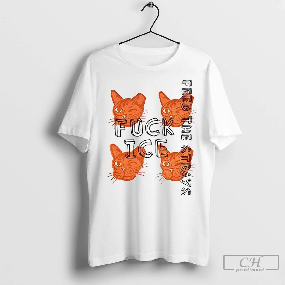 Premium Fuck Ice Orange Cats Feed The Strays Political T-Shirts, Hoodie, Sweatshirt | InkNestWear.com