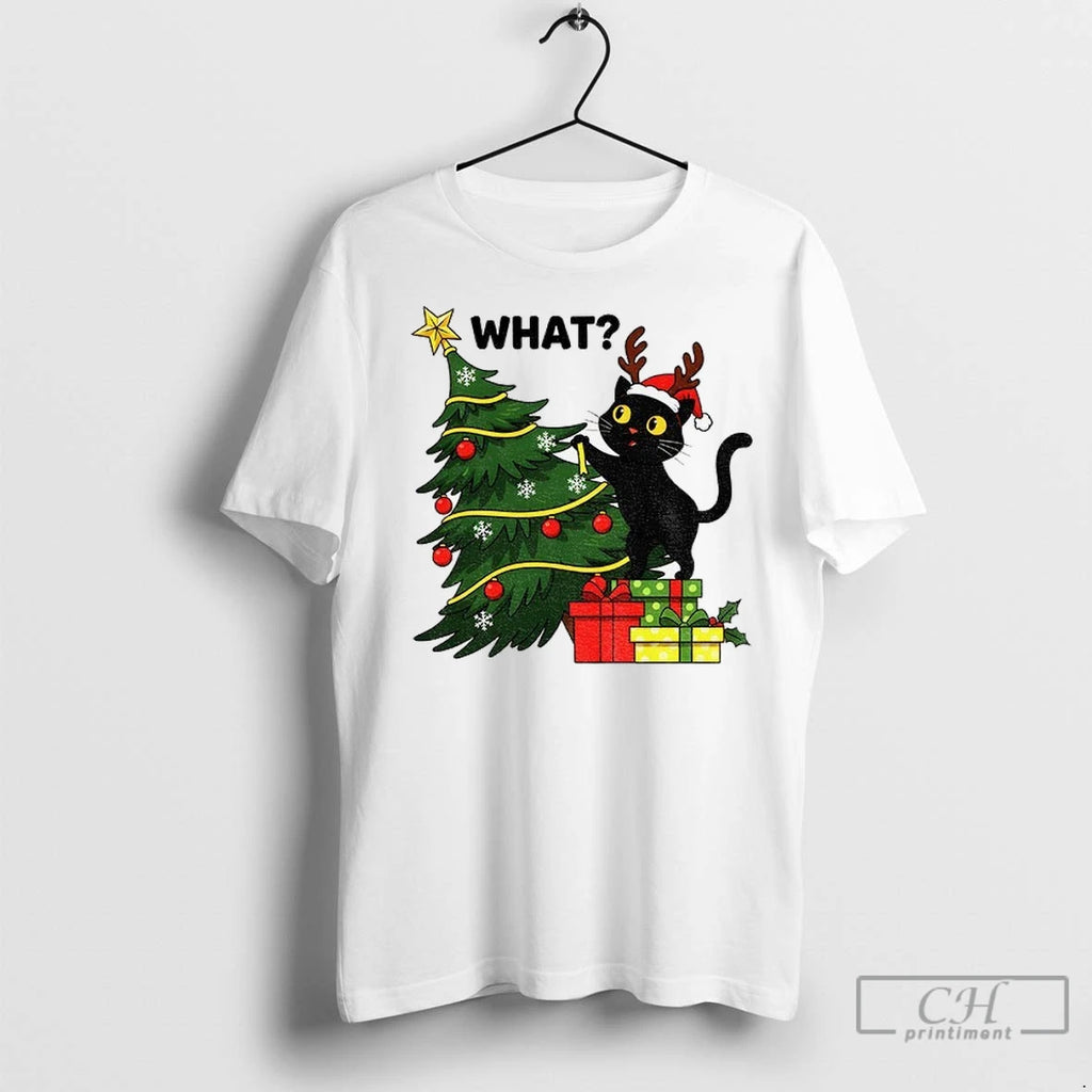 Premium Funny Cat Christmas What Christmas Tree Knocked Over T-Shirts, Hoodie, Sweatshirt | InkNestWear.com