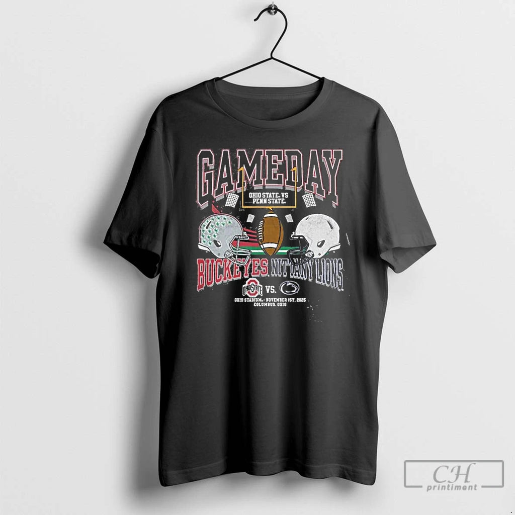 Premium Gameday Football 2025 Ohio State Vs Penn State Helmet T Shirts Hoodie, Sweatshirt | InkNestWear.com