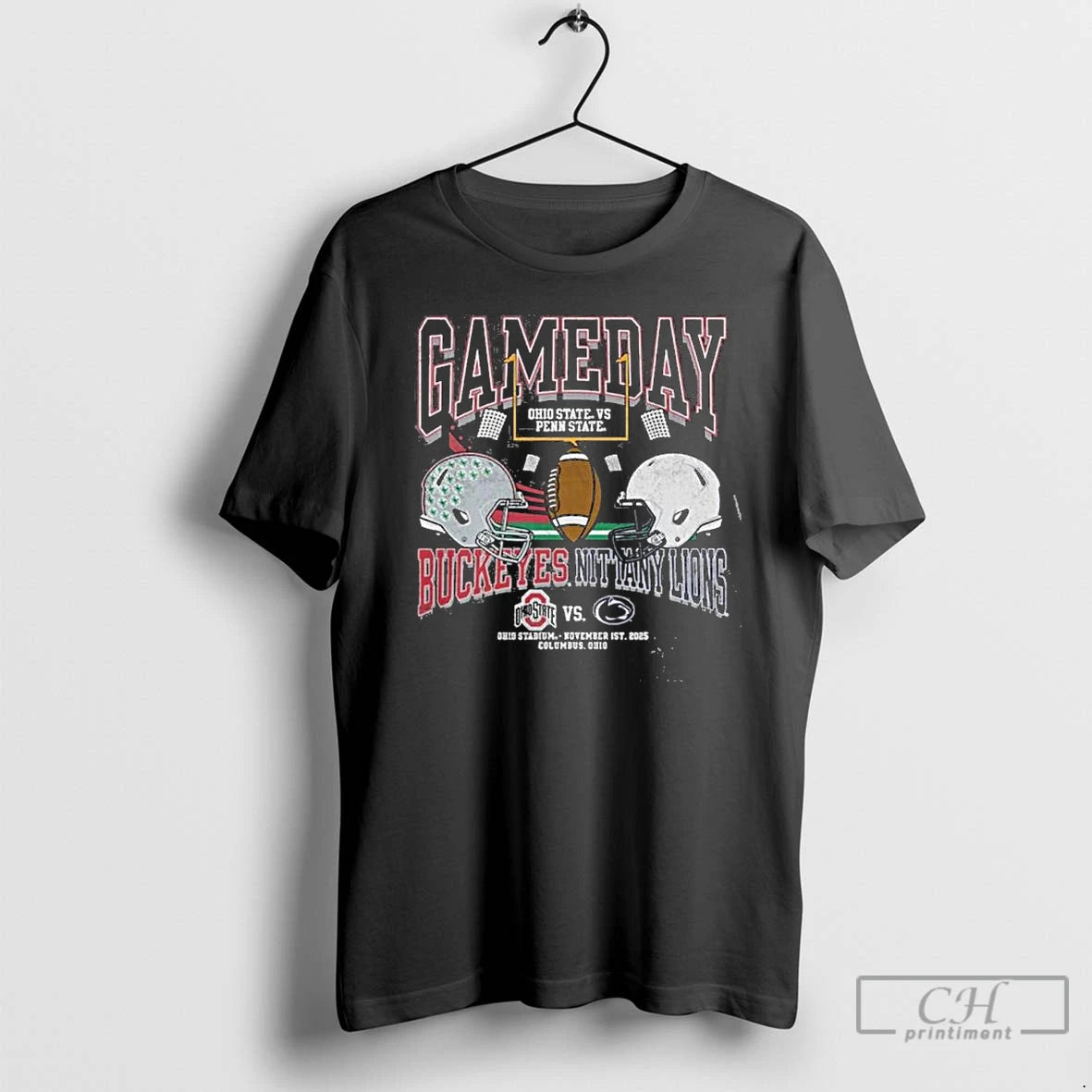 Premium Gameday Football 2025 Ohio State Vs Penn State Helmet T Shirts Hoodie, Sweatshirt | InkNestWear.com