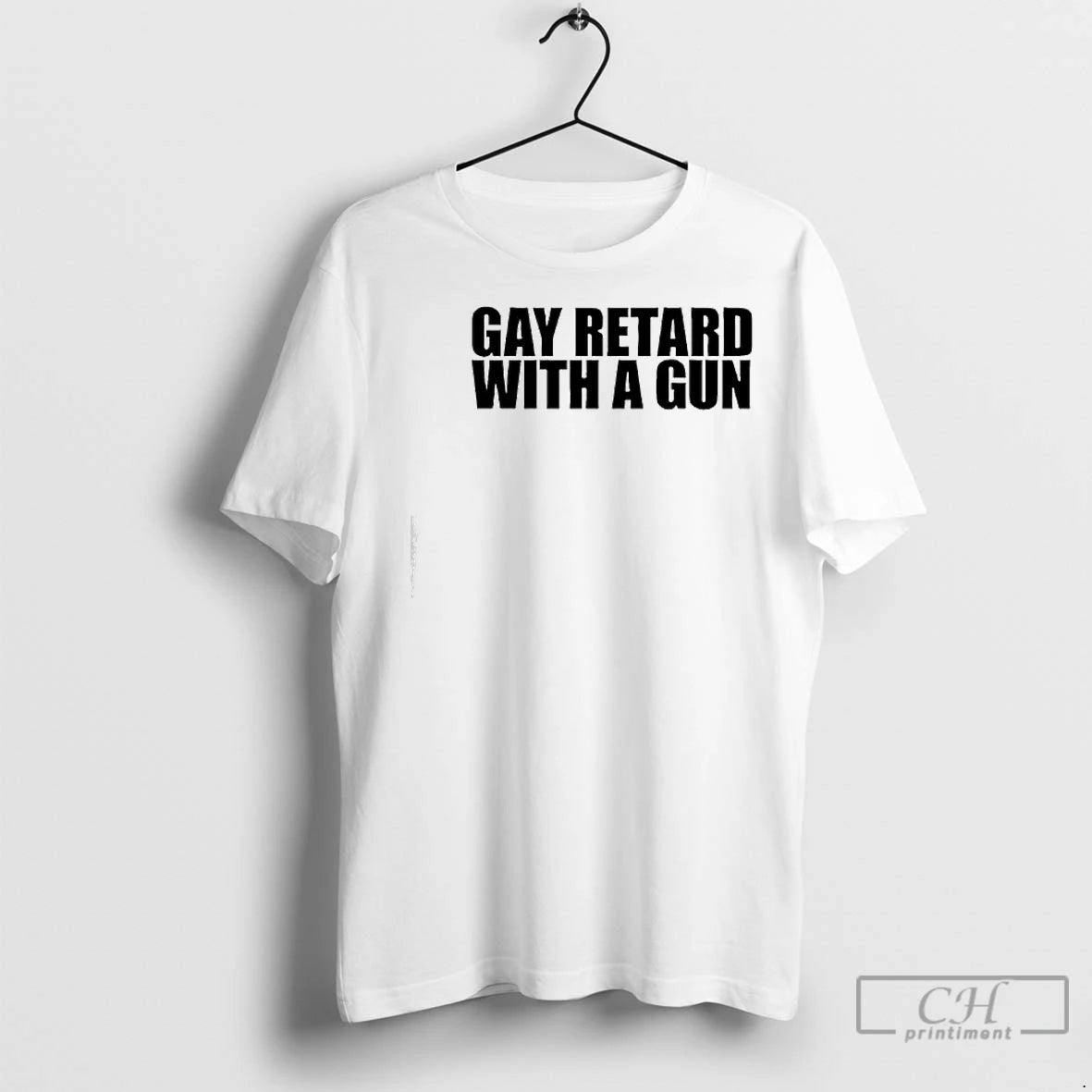 Premium Gay Retard With A Gun Text T-Shirts, Hoodie, Sweatshirt | InkNestWear.com