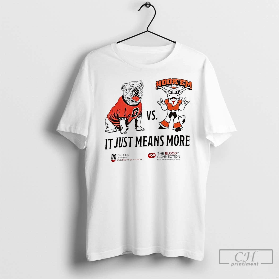 Premium Georgia Bulldogs Vs Texas Longhorns It Just Means More Mascot T-Shirts, Hoodie, Sweatshirt | InkNestWear.com