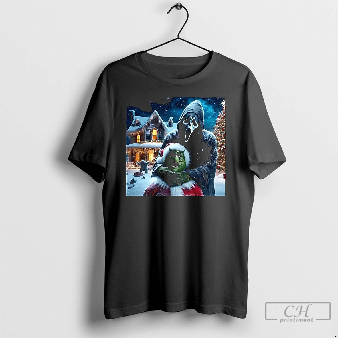 Premium Ghostface Teaches Grinch A Lesson Horror Christmas T Shirts Hoodie, Sweatshirt | InkNestWear.com