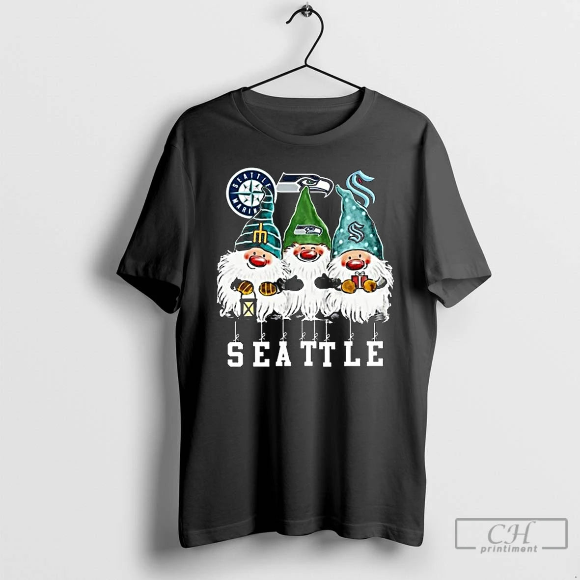 Premium Gnome X Seattle City Sports Team Mariners Seahawks And Kraken Merry Christmas 2025 Long T-Shirts, Hoodie, Sweatshirt