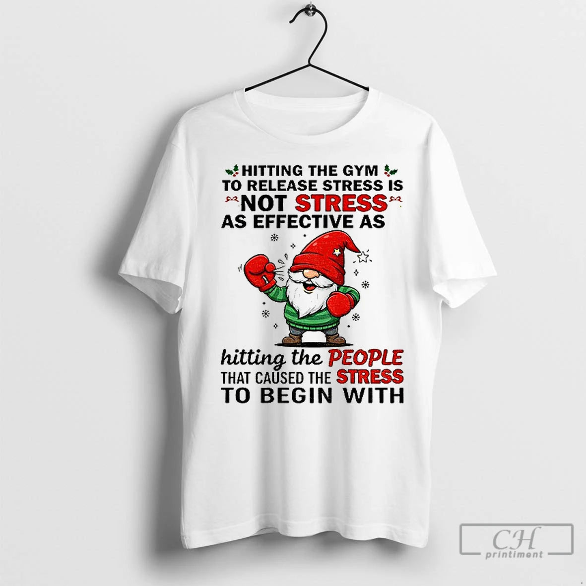 Premium Gnome Hitting The Gym To Release Stress Is Not Stress As Effective As Hitting T-Shirts, Hoodie, Sweatshirt