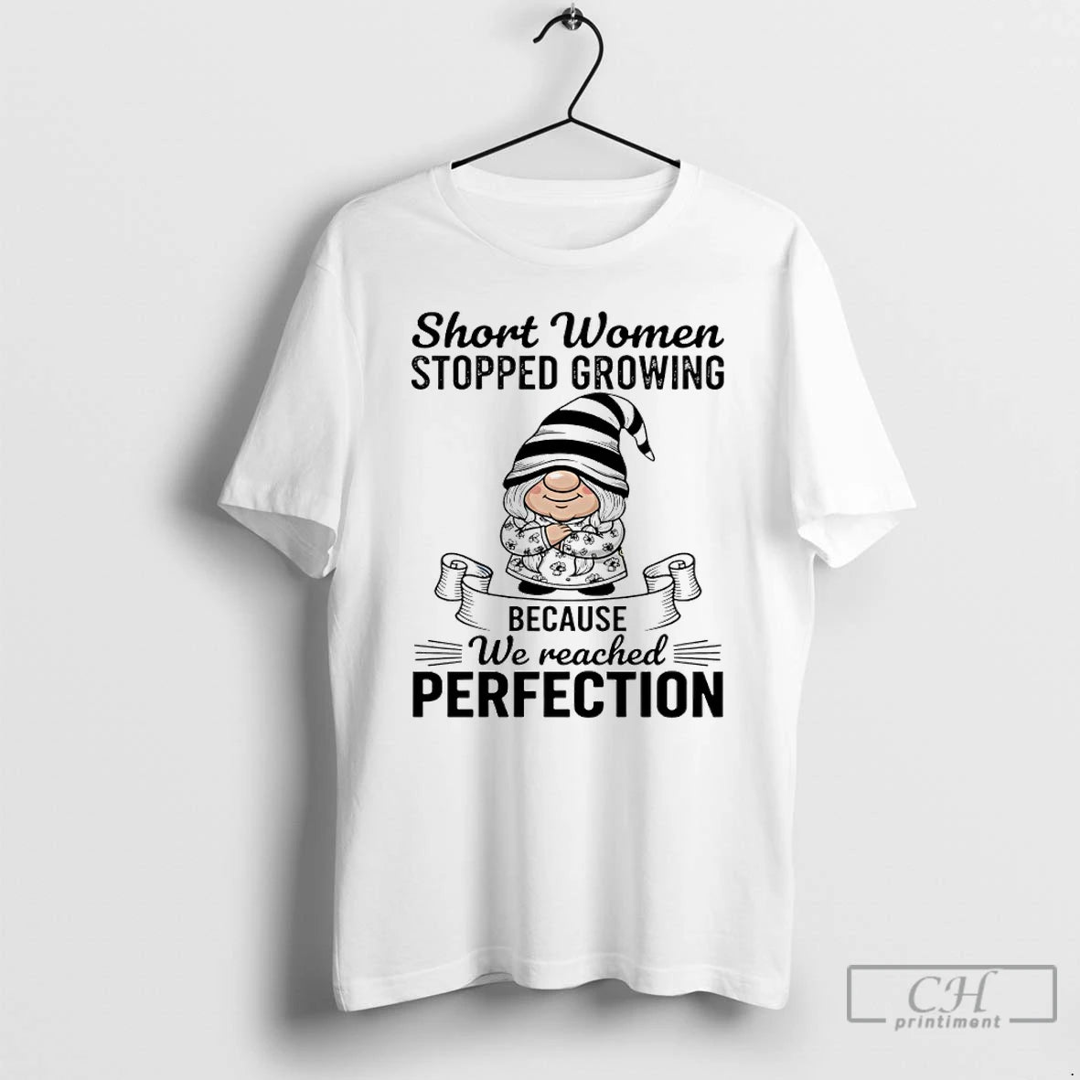 Premium Gnome Short Women Stopped Growing Because We Reached Perfection T-Shirts, Hoodie, Sweatshirt | InkNestWear.com